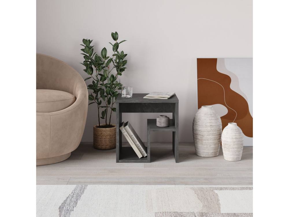 Mesa auxiliar de madera "Bon" 40 x 35 x 40 cm - Gris retro