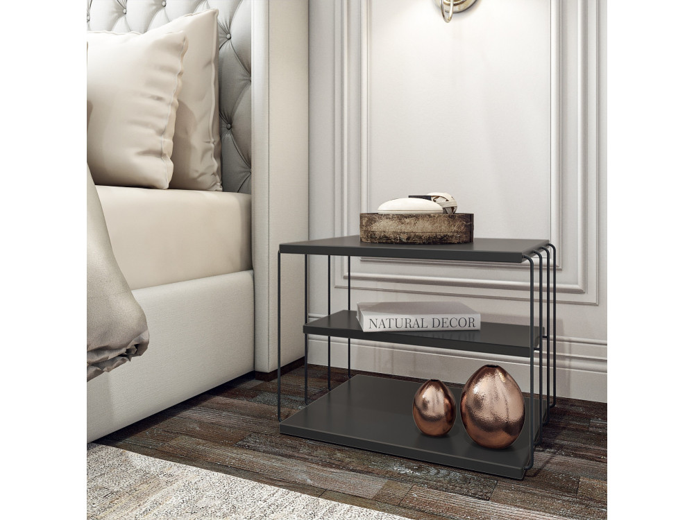 Mesa auxiliar de madera "Lifon" 50 x 40 x 33 cm - Antracita