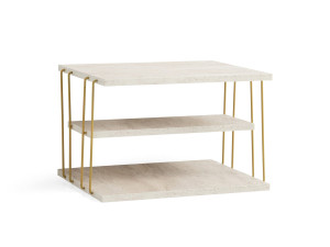 Mesa auxiliar de madera "Lifon" 50 x 40 x 33 cm - Travertino