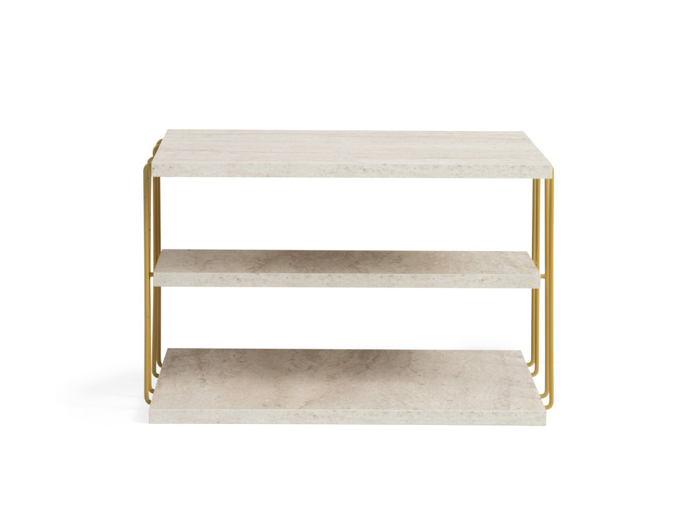 Mesa auxiliar de madera "Lifon" 50 x 40 x 33 cm - Travertino
