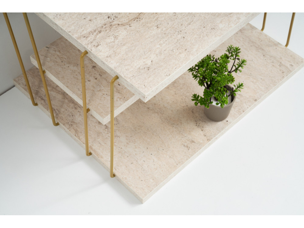 Mesa auxiliar de madera "Lifon" 50 x 40 x 33 cm - Travertino
