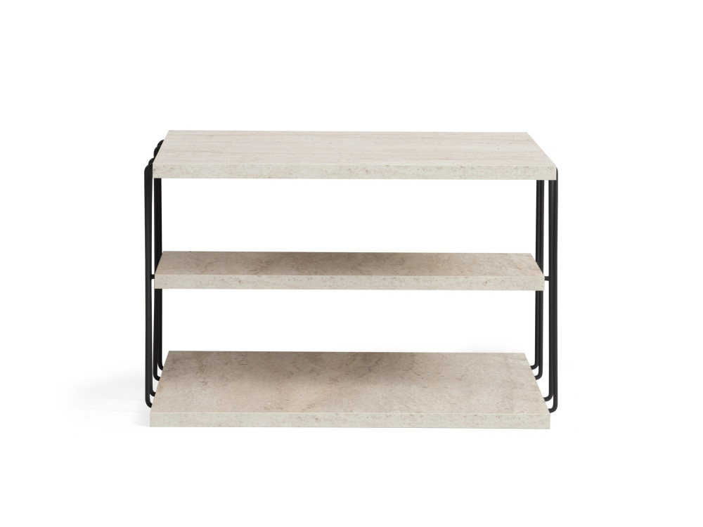 Mesa auxiliar de madera "Lifon" - 50 x 40 x 33 cm - Travertino