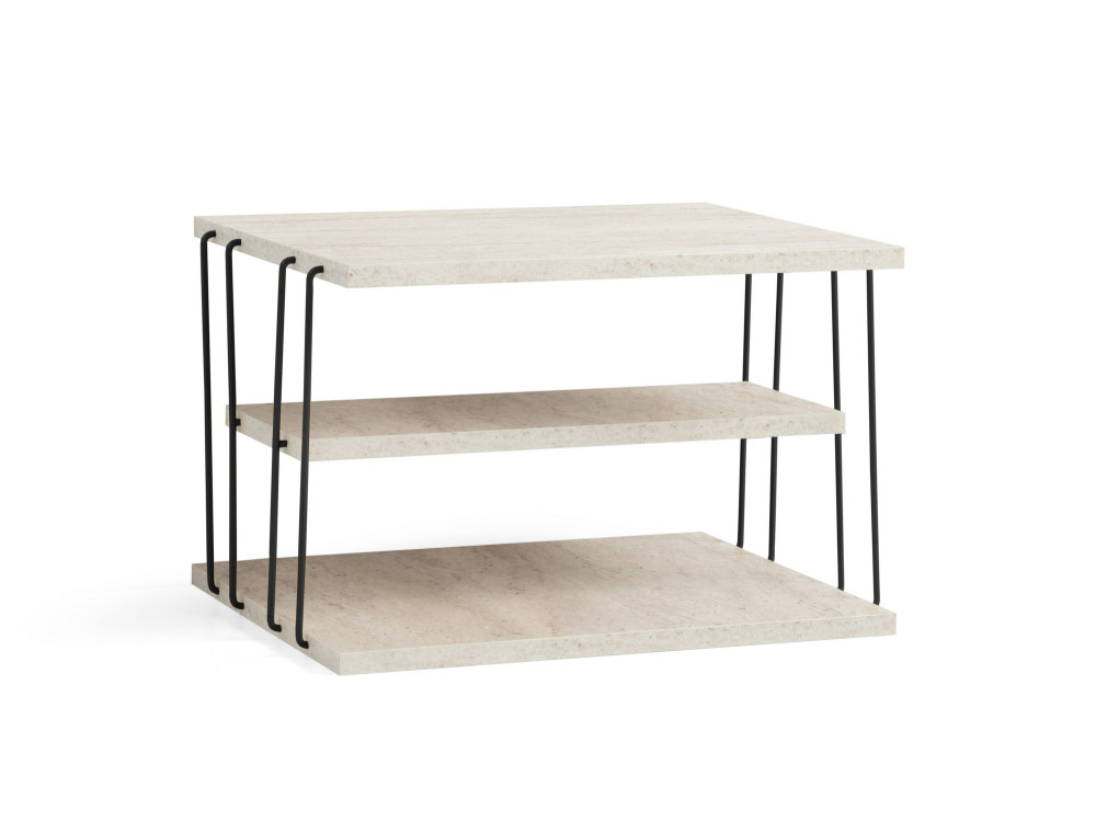 Mesa auxiliar de madera "Lifon" - 50 x 40 x 33 cm - Travertino