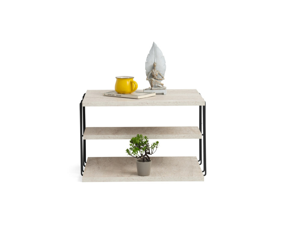 Mesa auxiliar de madera "Lifon" - 50 x 40 x 33 cm - Travertino