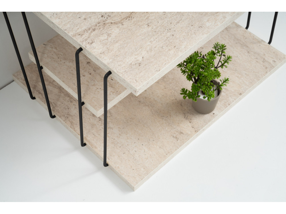 Mesa auxiliar de madera "Lifon" - 50 x 40 x 33 cm - Travertino