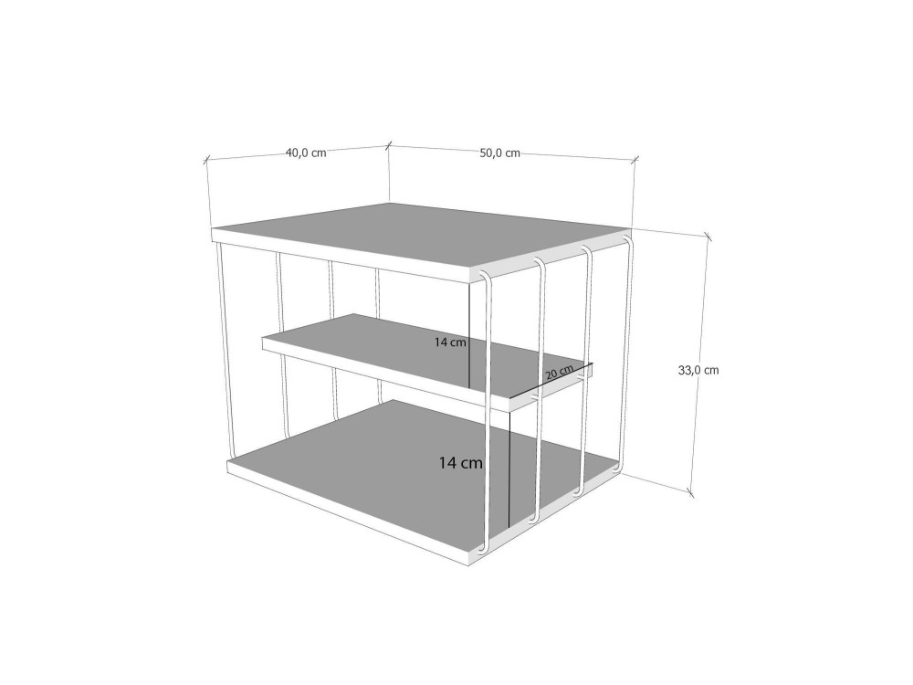 Mesa auxiliar de madera "Lifon" - 50 x 40 x 33 cm - Travertino