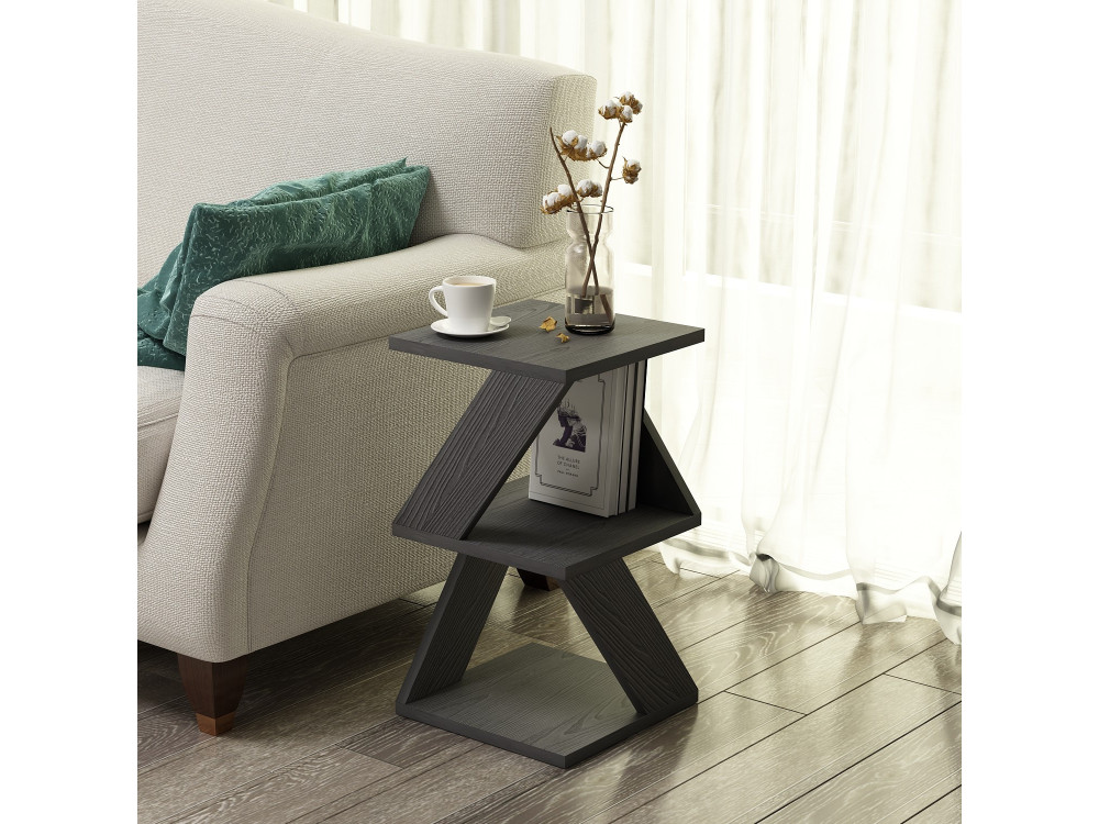 Mesa auxiliar de madera "Albeni" - 30 x 30 x 54 cm - Negra