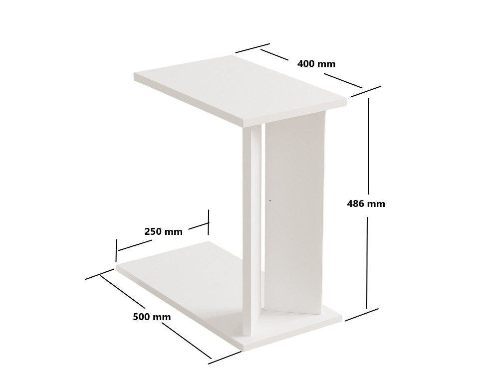 Mesa auxiliar de madera "Lun" - 25 x 50 x 48 cm - Blanca
