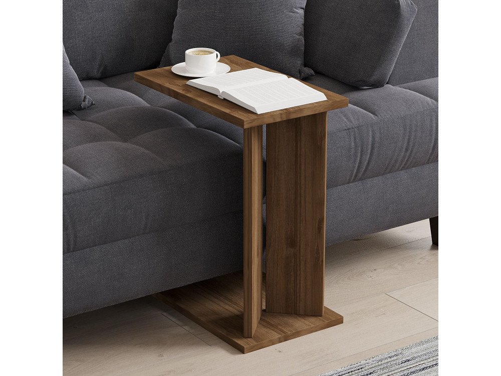 Mesa auxiliar de madera "Lun" - 25 x 50 x 48 cm - Marrón