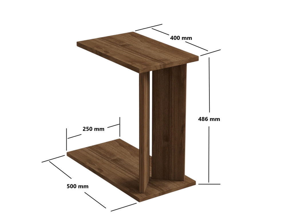 Mesa auxiliar de madera "Lun" - 25 x 50 x 48 cm - Marrón