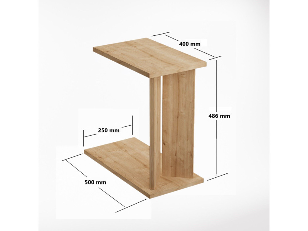 Mesa auxiliar de madera "Lun" - 25 x 50 x 48 cm - Beige