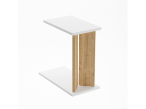 Mesa auxiliar de madera "Lun" - 25 x 50 x 48 cm - Beige