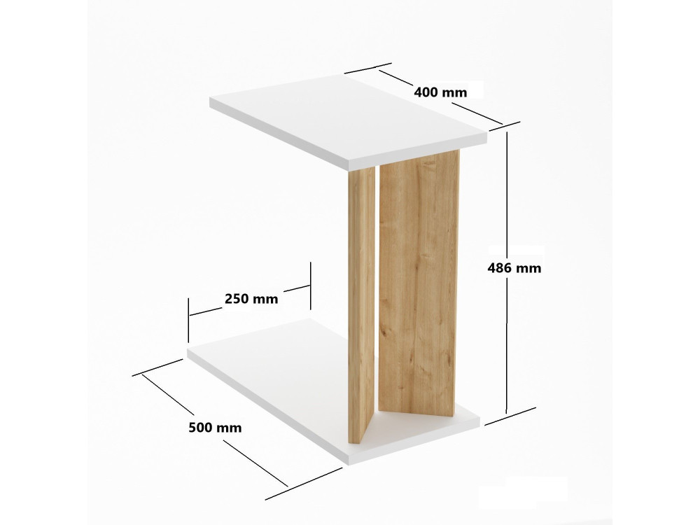 Mesa auxiliar de madera "Lun" - 25 x 50 x 48 cm - Beige