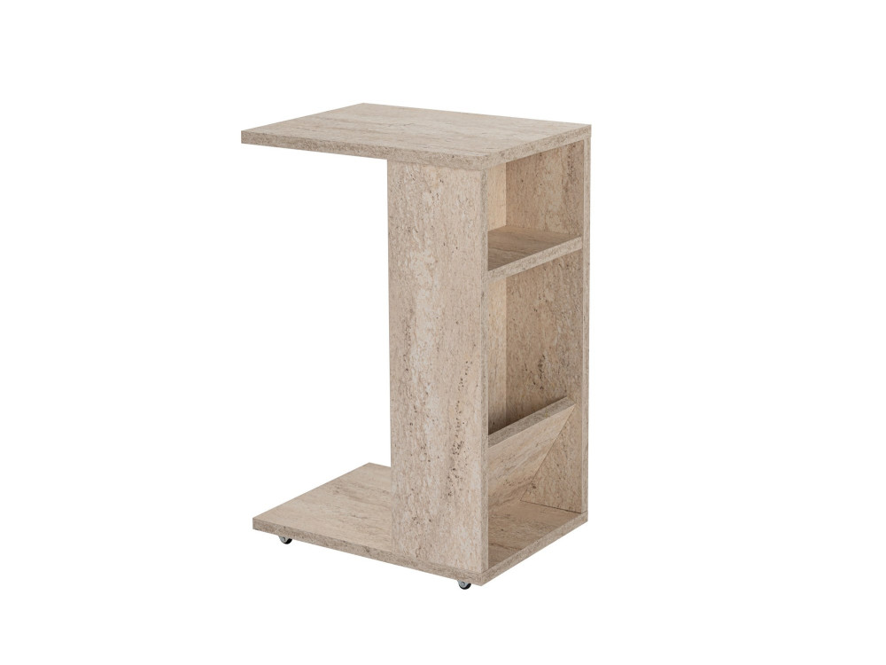 Mesa auxiliar de madera "Filinta" - 30 x 40 x 63 cm - Travertino