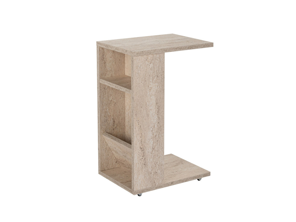 Mesa auxiliar de madera "Filinta" - 30 x 40 x 63 cm - Travertino