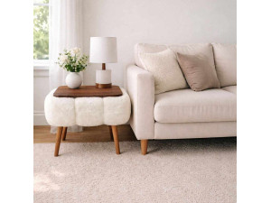 Mesa auxiliar de madera Papatya 35x45" - 45 x 35 x 44 cm - Blanco