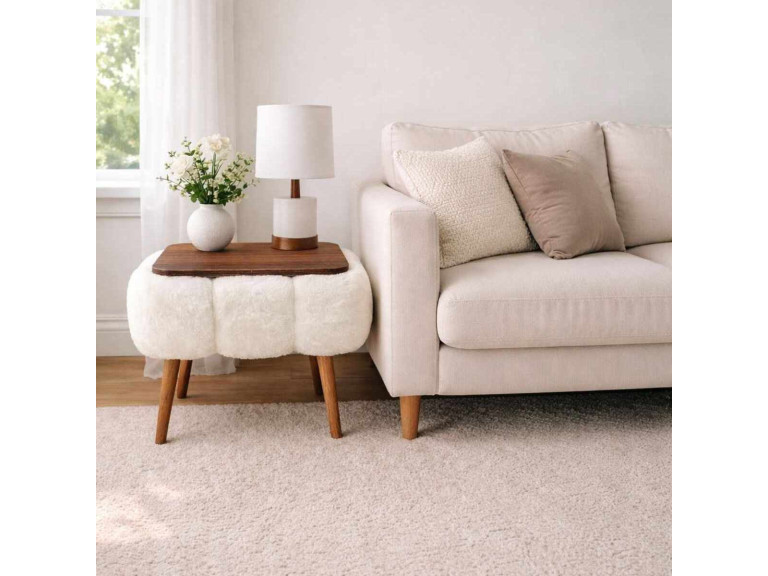 Mesa auxiliar de madera Papatya 35x45" - 45 x 35 x 44 cm - Blanco