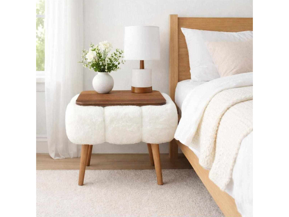 Mesa auxiliar de madera Papatya 35x45" - 45 x 35 x 44 cm - Blanco