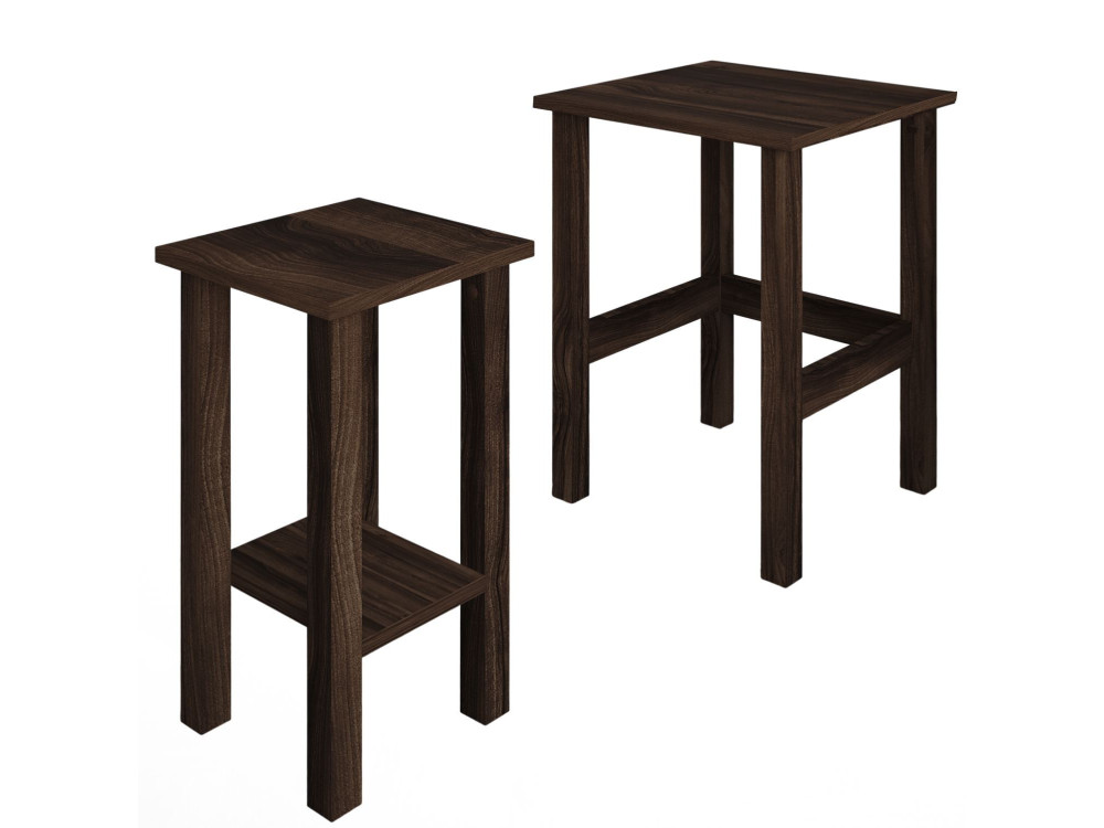 Lote de 2 mesas auxiliares de madera "Gina 2" - 45 x 45 x 60 cm - Marrón
