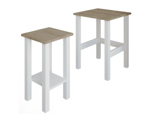 Lote de 2 mesas auxiliares de madera "Gina 2" - 45 x 45 x 60 cm - Beige