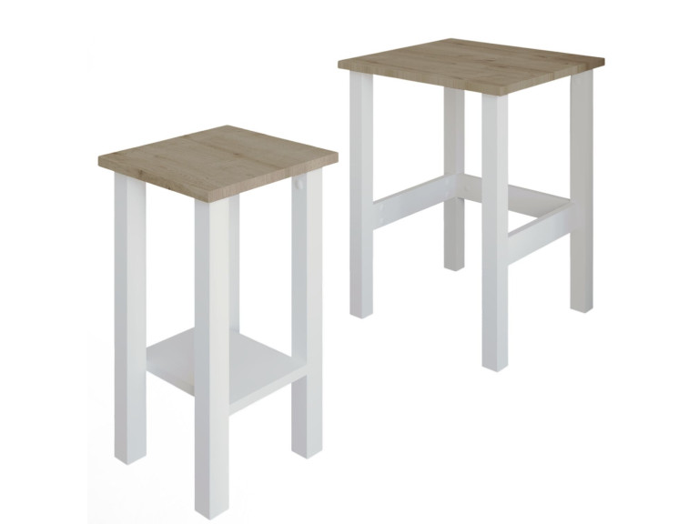 Lote de 2 mesas auxiliares de madera "Gina 2" - 45 x 45 x 60 cm - Beige