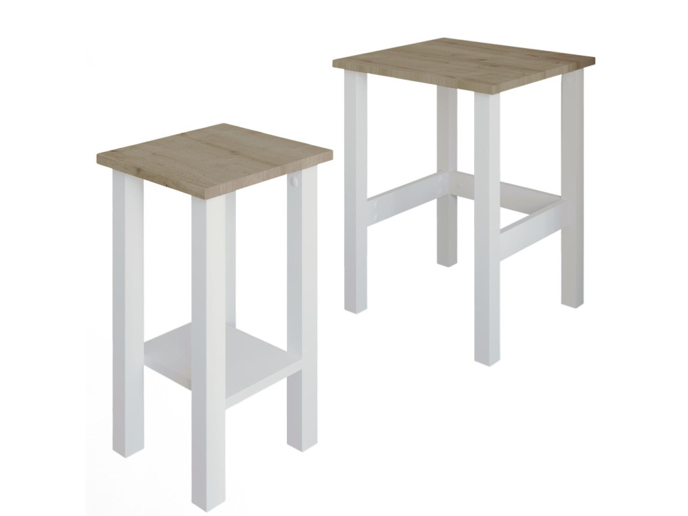 Lote de 2 mesas auxiliares de madera "Gina 2" - 45 x 45 x 60 cm - Beige