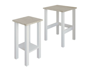 Lote de 2 mesas auxiliares de madera "Gina 2" - 45 x 45 x 60 cm - Blanco