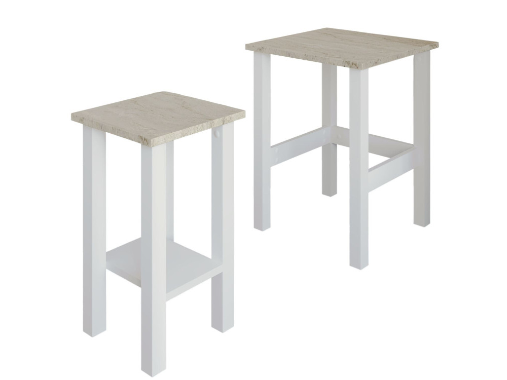 Lote de 2 mesas auxiliares de madera "Gina 2" - 45 x 45 x 60 cm - Blanco