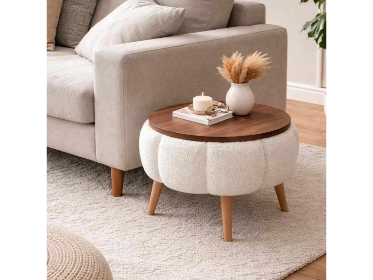 Mesa auxiliar de madera "Papatya" - 45 x 45 x 44 cm - Blanco