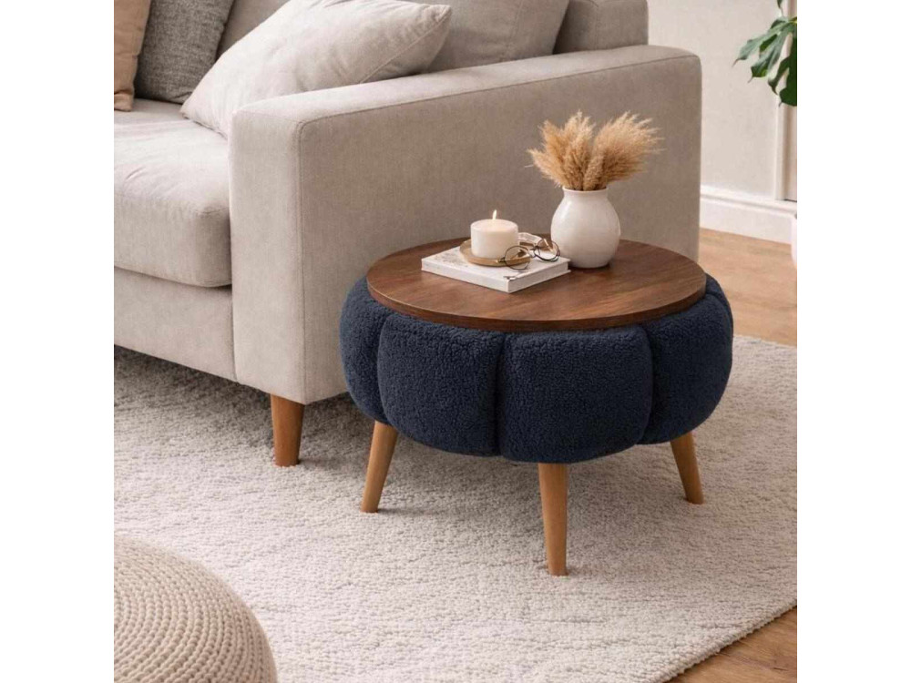 Mesa auxiliar de madera "Papatya" - 45 x 45 x 44 cm - Gris antracita