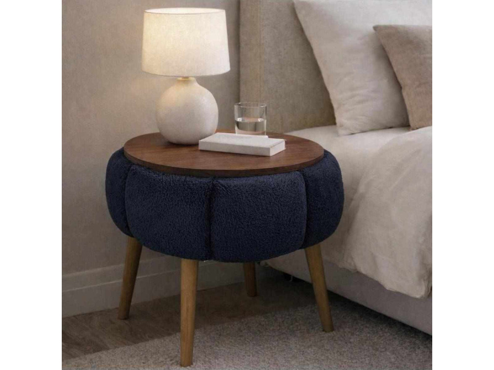 Mesa auxiliar de madera "Papatya" - 45 x 45 x 44 cm - Gris antracita