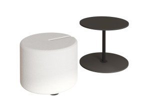 Mesa auxiliar "Vexana" con reposapiés de madera - 43 x 43 x 47 cm - Gris antracita