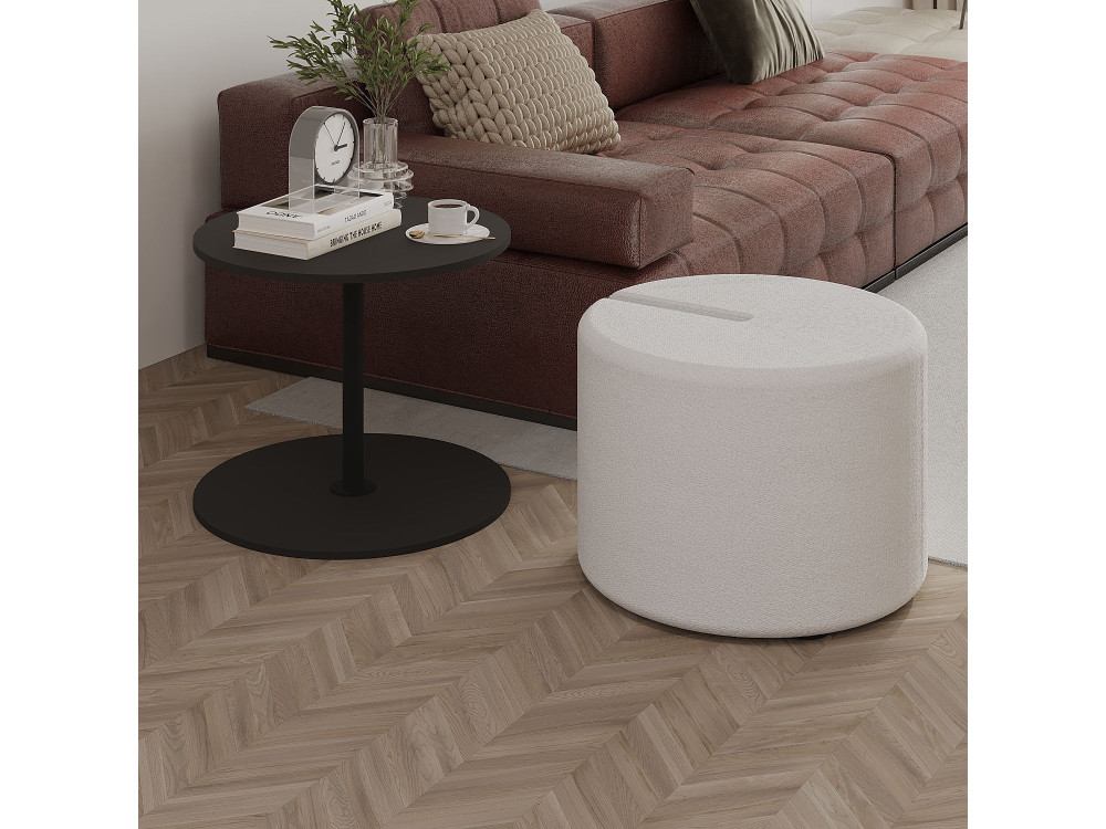 Mesa auxiliar "Vexana" con reposapiés de madera - 43 x 43 x 47 cm - Gris antracita