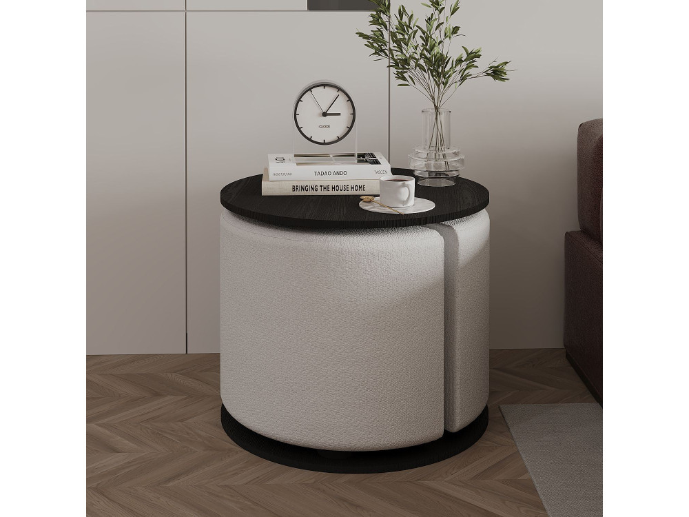 Mesa auxiliar de madera "Vexana" con reposapiés - 43 x 43 x 47 cm - Negro
