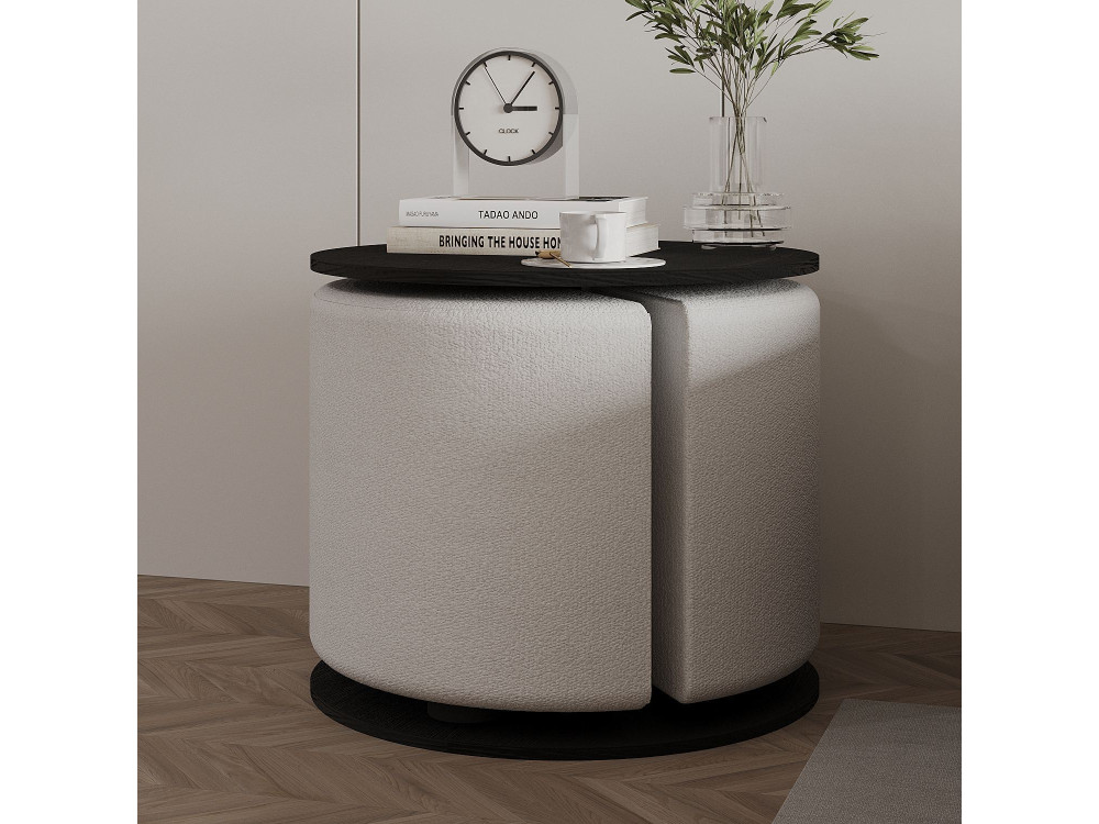 Mesa auxiliar de madera "Vexana" con reposapiés - 43 x 43 x 47 cm - Negro