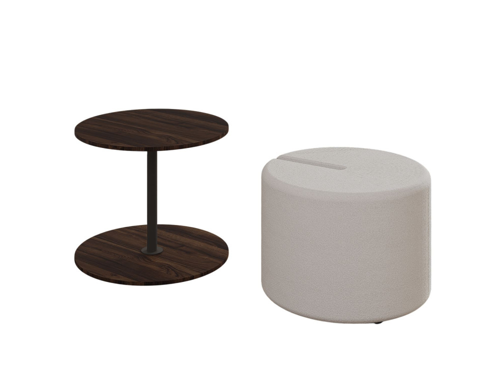 Mesa auxiliar de madera "Vexana" con reposapiés - 43 x 43 x 47 cm - Marrón