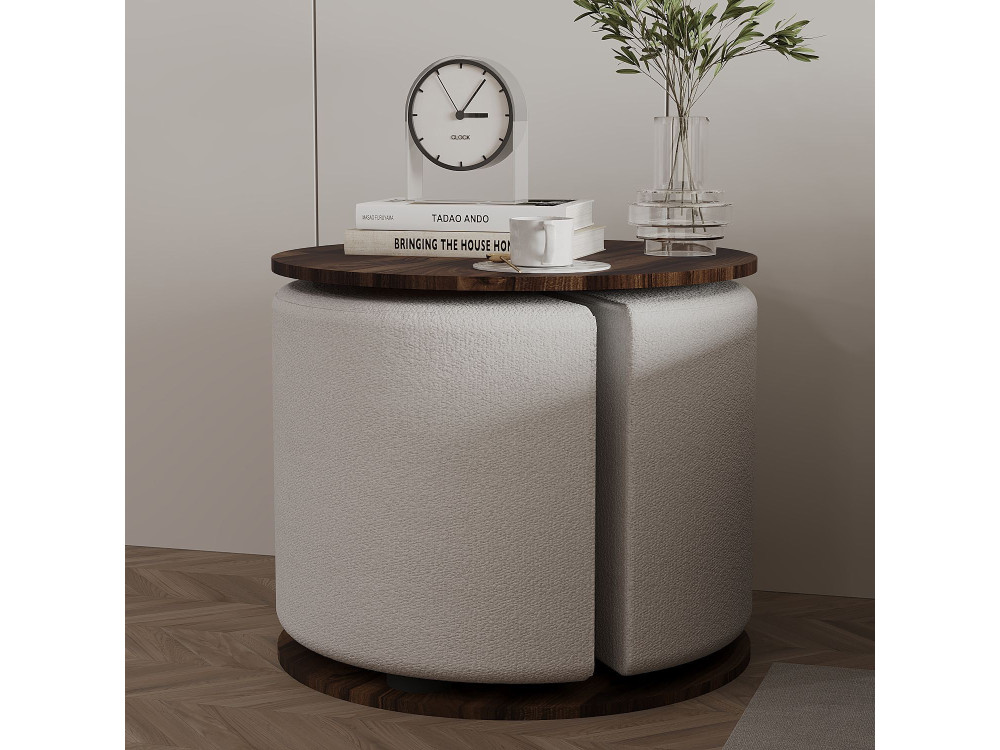 Mesa auxiliar de madera "Vexana" con reposapiés - 43 x 43 x 47 cm - Marrón