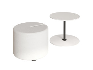 Mesa auxiliar "Vexana" con reposapiés de madera - 43 x 43 x 47 cm - Blanco