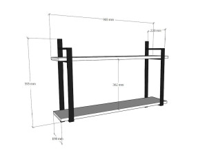 Estantería de pared de madera "Abat" - 90 x 22 x 60 cm - Nogal