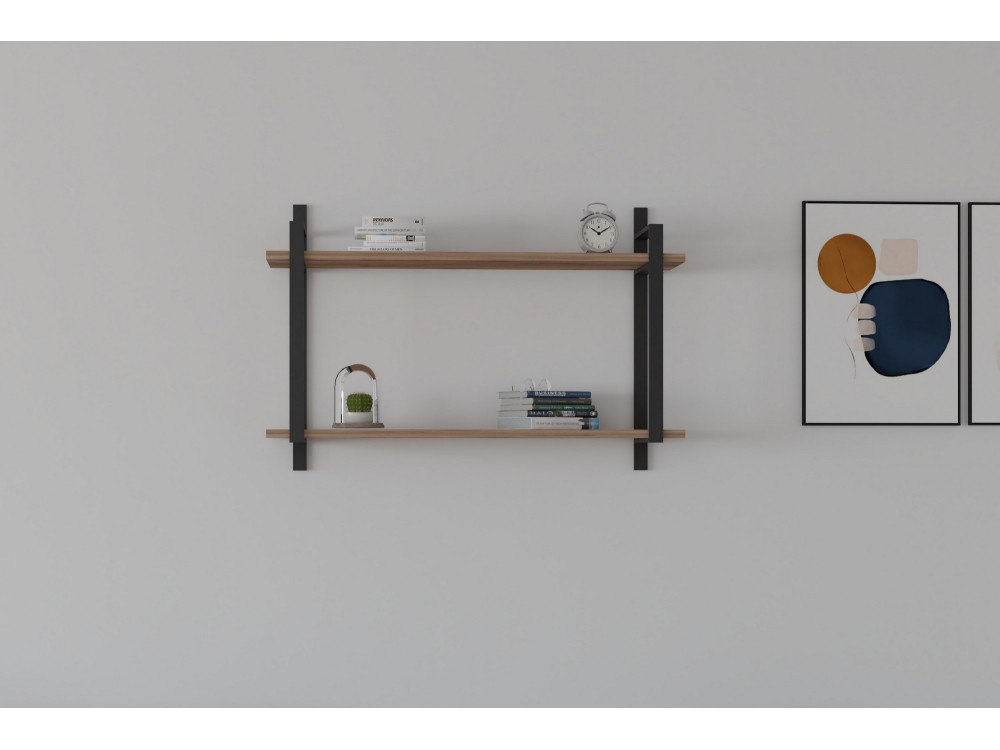 Estantería de pared de madera "Abat" - 90 x 22 x 60 cm - Nogal