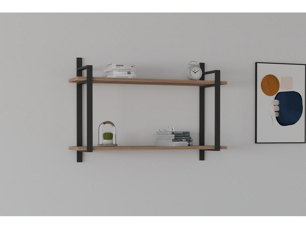 Estantería de pared de madera "Abat" - 90 x 22 x 60 cm - Nogal
