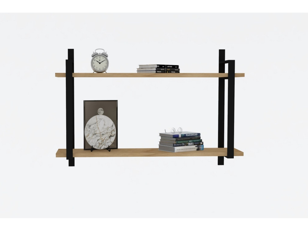 Estantería de pared de madera "Abat" - 90 x 22 x 60 cm - Nogal