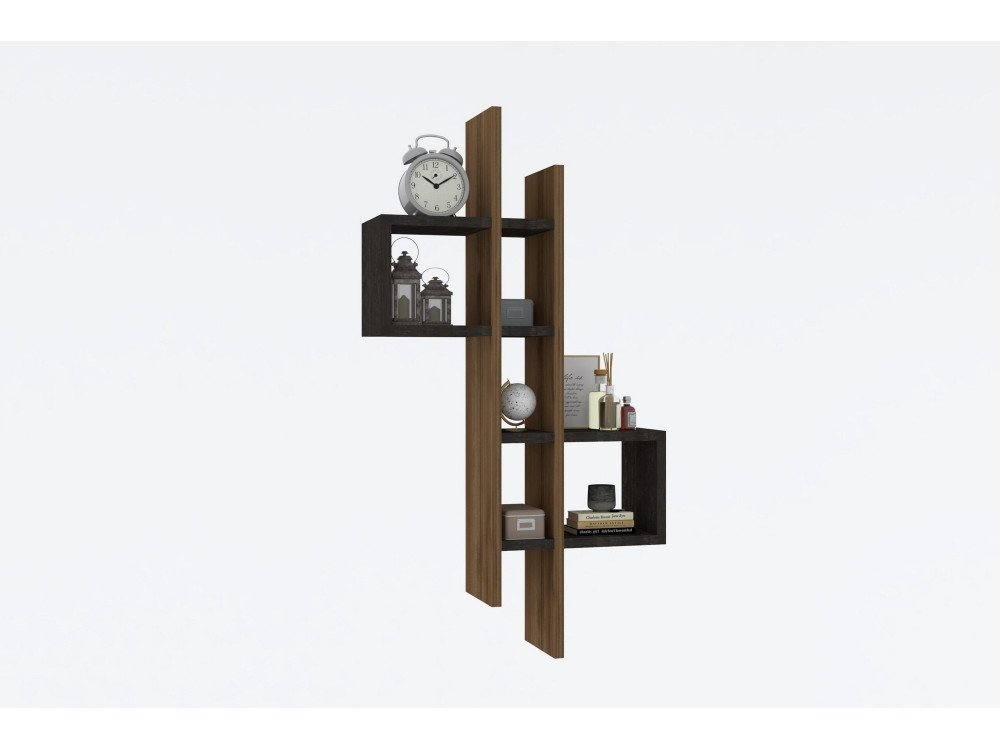 Estantería de pared de madera "Emse" - 53 x 19 x 108 cm - Roble, Antracita