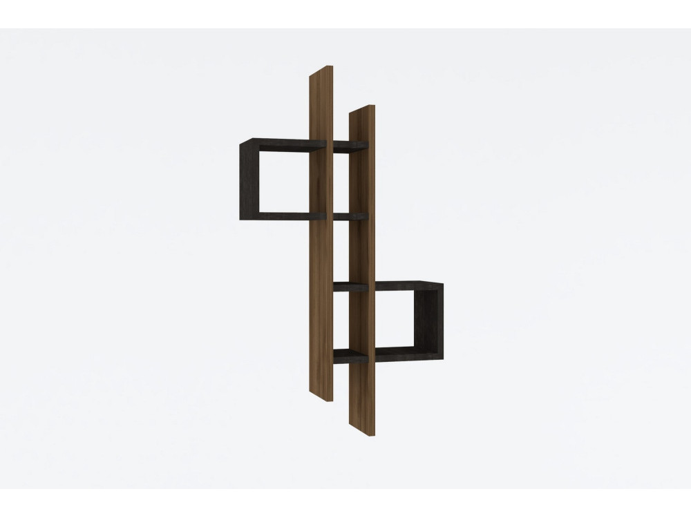 Estantería de pared de madera "Emse" - 53 x 19 x 108 cm - Roble, Antracita
