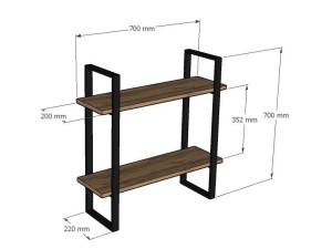 Estantería de pared de madera "Buba" - 70 x 22 x 70 cm - Marrón