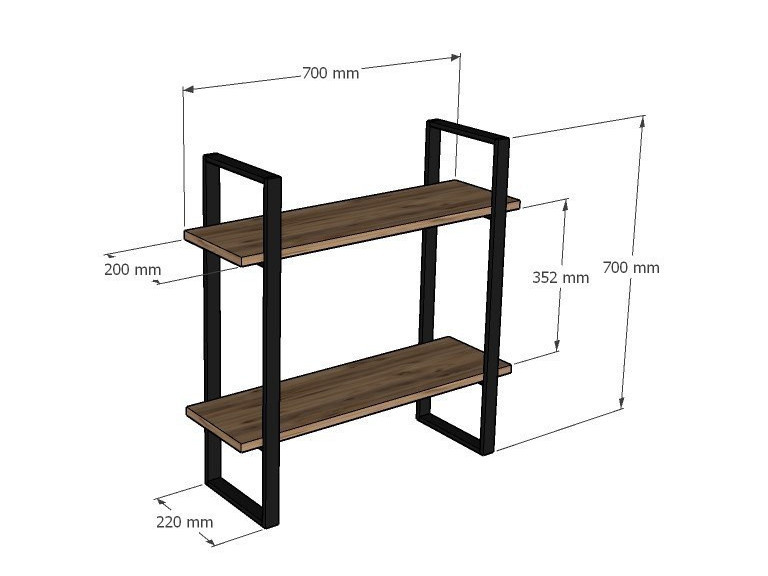 Estantería de pared de madera "Buba" - 70 x 22 x 70 cm - Marrón