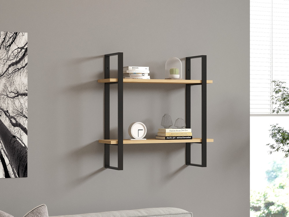 Estantería de pared de madera "Buba" - 70 x 22 x 70 cm - Marrón