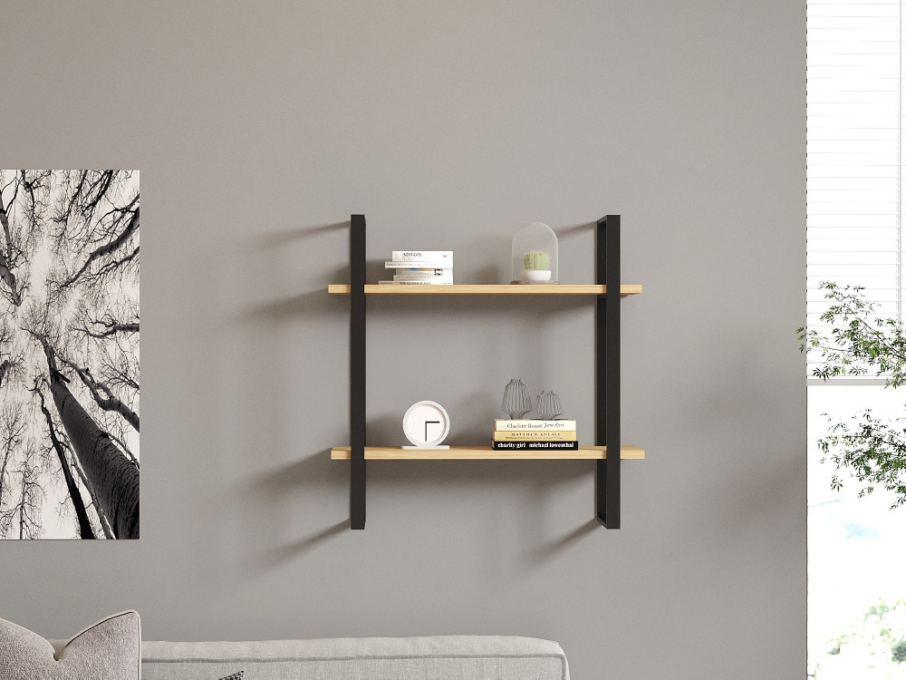 Estantería de pared de madera "Buba" - 70 x 22 x 70 cm - Marrón