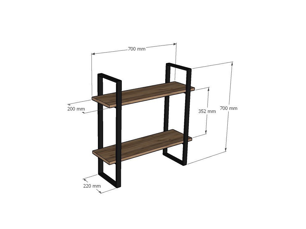 Estantería de pared de madera "Buba" - 70 x 22 x 70 cm - Marrón