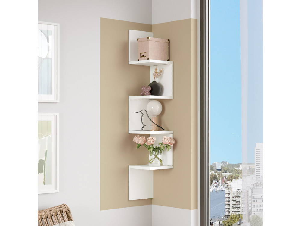 Estantería de pared de madera "WL9" - 22 x 22 x 117 cm - Blanco